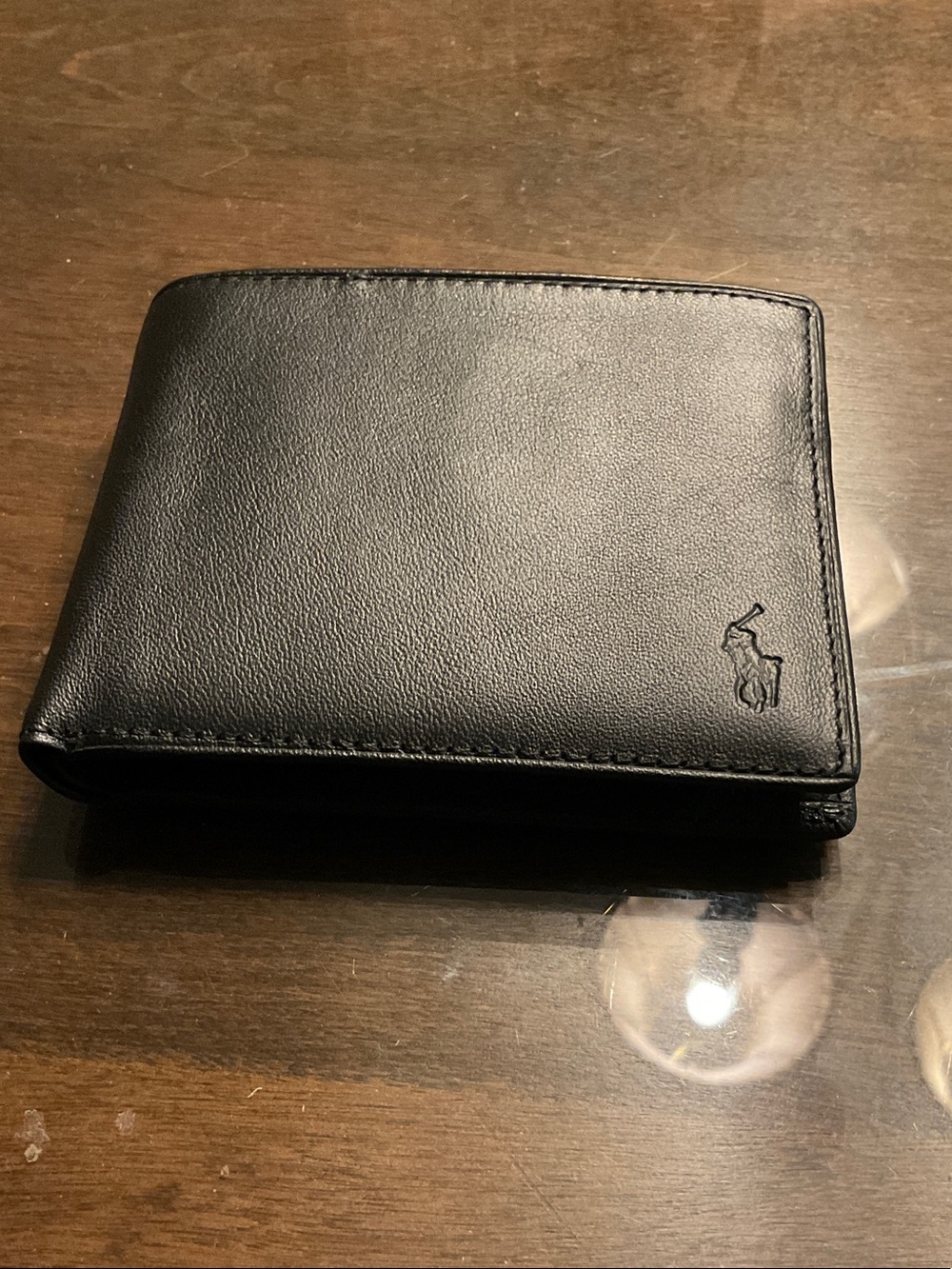 Ralph Lauren Black Leather Wallet with Embossed Pony